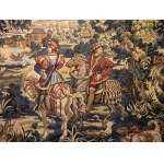 Duży wełniany gobelin ze scenką rodzajową - Francja przełom XIX/XX wieku