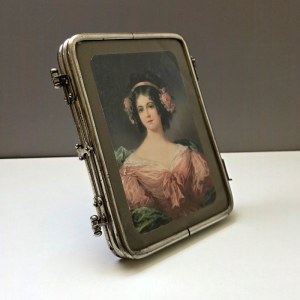 Art Deco style crystal barber mirror so called Trifold with chain and stand - Czechoslovakia 1930s