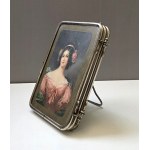 Kryształowe lusterko barberskie w stylu Art Deco tzw. Trifold z łańcuszkiem i stojakiem - Czechosłowacja lata 30-te