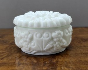 White glass casket - box - Curt Schlevogt - Czechoslovakia 1970s