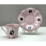 Dekoracyjna filiżanka z różowej porcelany firmy HC Chodov - Czechosłowacja lata 70-te