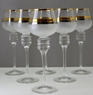 Set of Bohemia Glass crystal wine goblets - Czechoslovakia 1960s