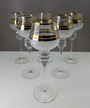 Set of Bohemia Glass crystal wine goblets - Czechoslovakia 1960s