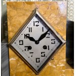 Zegar kominkowy Art Deco z figurą kobiety z różą - Francja I poł.XX wieku