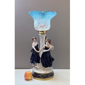 Niespotykana lampa figuralna Trzy Gracje - Royal Dux lata 90-te