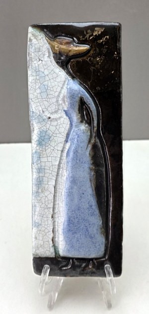 Leszek Dutka - ceramic plaque - Lady in a hat. - Cracow, 1960s. XX century