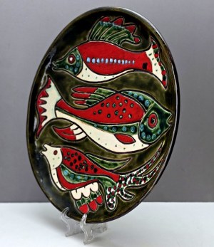 Ceramic platter 1970s Kravsko factory - Czechoslovakia 1970s