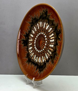 Ceramic platter 1970s Kravsko factory - Czechoslovakia - 1970s