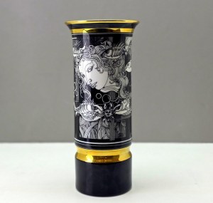 Op Art - porcelain vase - Endre Szasz - Hollohaza 1960s