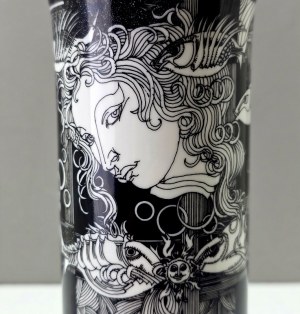 Op Art - porcelain vase - Endre Szasz - Hollohaza 1960s