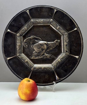 Grouse - 19th century - Large silver-plated decorative platter - ORIVIT [ hunting, fishing ].