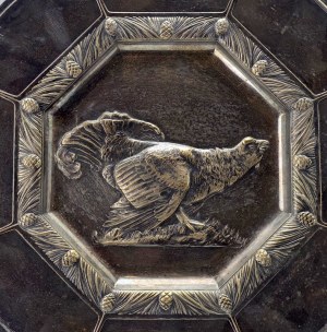 Grouse - 19th century - Large silver-plated decorative platter - ORIVIT [ hunting, fishing ].