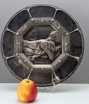 Grouse - 19th century - Large silver-plated decorative platter - ORIVIT [ hunting, fishing ].
