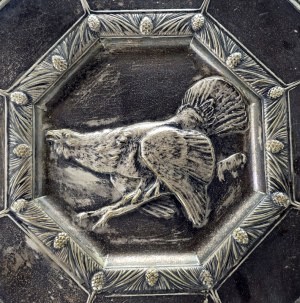 Grouse - 19th century - Large silver-plated decorative platter - ORIVIT [ hunting, fishing ].