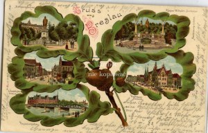 Breslau, Breslau, Gruss aus ...(oak leaves with views of the city).
