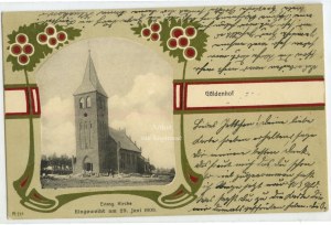 Zlotniki Kujawskie, Guldenhof, Evang. Kirche, Posen-Bromberg railroad stamp