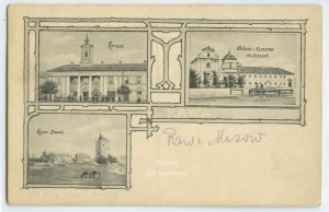 Rawa Mazowiecka, Town Hall, Castle, Church and Monastery in an Art Nouveau frame