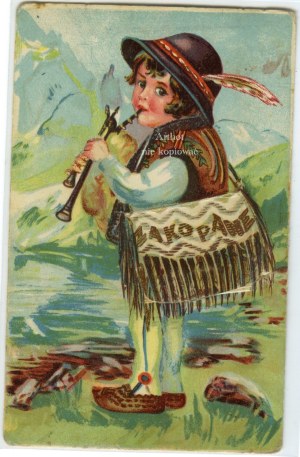 Zakopane, a little highlander plays the pipe (leporello - harmonica with 10 pictures in a bag)