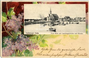 Hel, Hela, Dorf Hela mit Landungsbrucke un Kirche