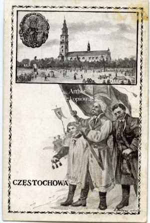 Częstochowa, carolers and a view of the monastery