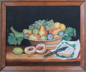 INDEPENDENT painter, FRENCH (20th century), Still life with fruit and cheese