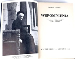 JADWIGA ZAMOYSKA- WSPOMNINIENIA published in LONDON 1961.