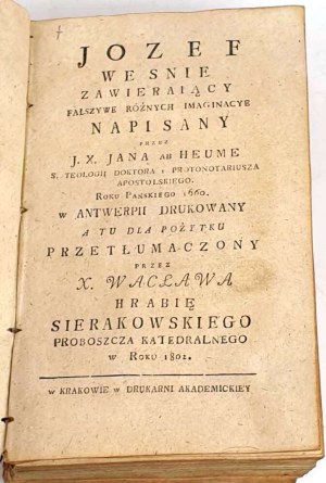SIERAKOWSKI- JÓZEF WE ŚNIE ZAWIERIERYKA FALSE IMAGINACYE vol. 3 issue 1802