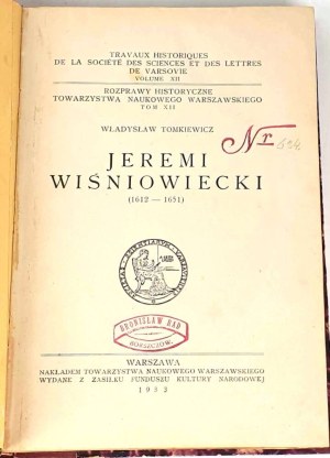 TOMKIEWICZ- JEREMI WIŚNIOWIECKI 1933