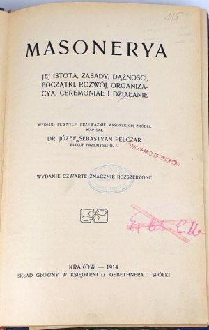 PELCZAR-MASONRY. Cracow 1914