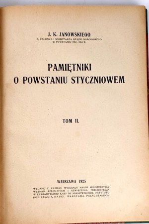 JANOWSKI- PAMIĘTNIKI O POWSTANIU STYCZNIOWEM vol. 1-3 [complete in 3 volumes] 1923-1931