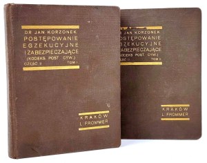 KORZONEK - POSTĘPOWANIE EGZEKUCYJNE AND ZABEZPIECZAJĄCE vol.I-II ed.1934