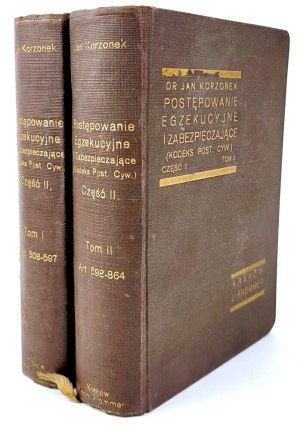 KORZONEK - POSTĘPOWANIE EGZEKUCYJNE AND ZABEZPIECZAJĄCE vol.I-II ed.1934