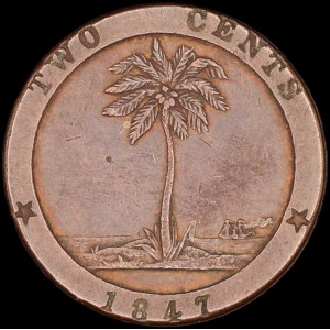 Liberia. 1847 2 Cents Scarce