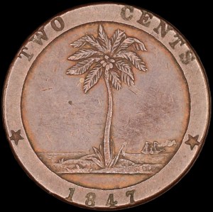 Liberia. 1847 2 Cents Scarce