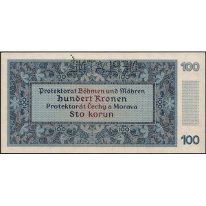 Bohemia & Moravia. 100 Korun 1940 NEPLATNÉ Prefix S.17 A
