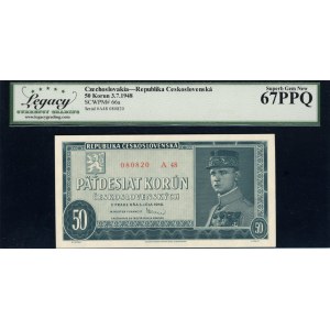 Czechoslovakia. 1948 50 Korun Prefix A 48