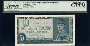 Czechoslovakia. 1948 50 Korun Prefix A 48