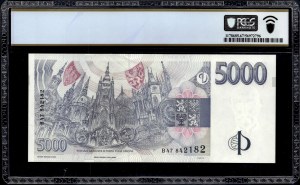 Czech Republic. 1999 5000 Korun Prefix B