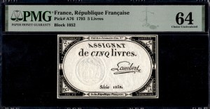 France. 1793 5 Livres Block 1052