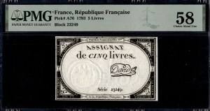 France. 1793 5 Livres Block 23249