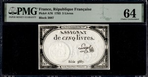 France. 1793 5 Livres Block 3887