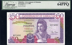 Gibraltar. 1986 50 Pounds Highest Denomination at The Time