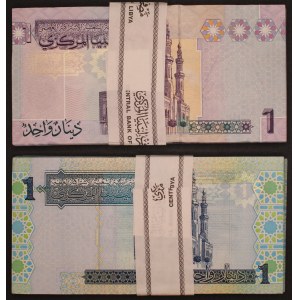 Libya. 1 Dinar 2004 & 2009 Original Bundle of 1 x 97 Pieces (194 Pieces Total)