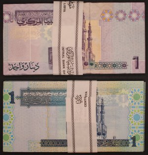 Libya. 1 Dinar 2004 & 2009 Original Bundle of 1 x 97 Pieces (194 Pieces Total)