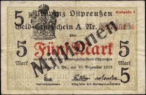 Poland. Królewiec 5 Millionen Marek 1923 Overprint 5 Marek 1918