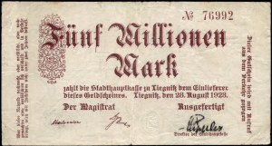 Poland. Legnica 5 Millionen Marek 1923