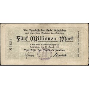 Poland. Świebodzin 5 Millionen Marek 1923 Scarce