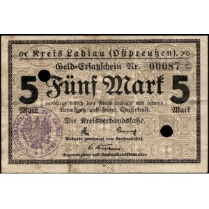 Russia. Labiau / Polessk 5 Mark 1918 Cancelled Low S/N 87 Niski Numer Cancelled