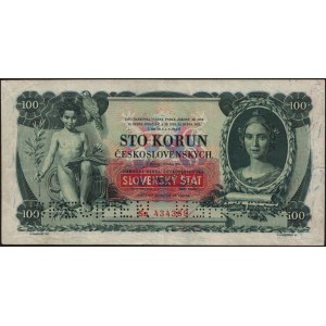 Slovakia. 1931 (1939) 100 Korun Overprint on P 23 Specimen Very Rare