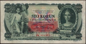 Slovakia. 1931 (1939) 100 Korun Overprint on P 23 Specimen Very Rare